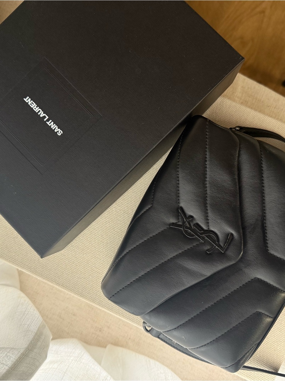 Saint Laurent Black Quilted Leather Belt Bag with Tonal YSL Logo